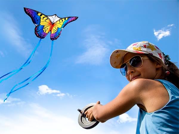 HONBO Butterfly Kites for Kids & Adults,55" x 28" Large Beginner Kite for Kids Ages 4-8,Easy to Fly for Beginners, Each Kite with 300ft Line Handle,Beach Kites for Outdoor Activities & Family Trip