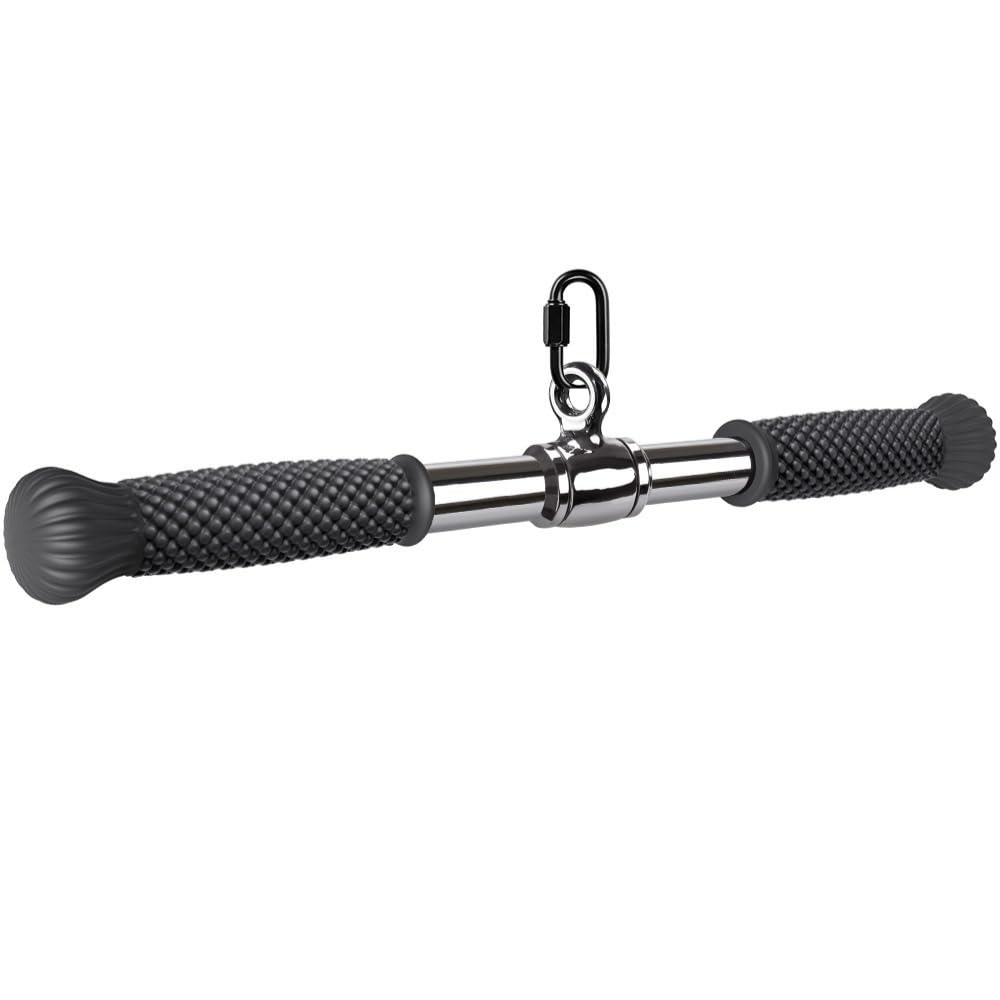 SELEWARE Rotating Straight Bar Cable Machines Attachments for Gym, Pull Down Bar Press Down Bar with Non-Slip Rubber Handle, Universal Attachment for Cable Machines, 18 Inch