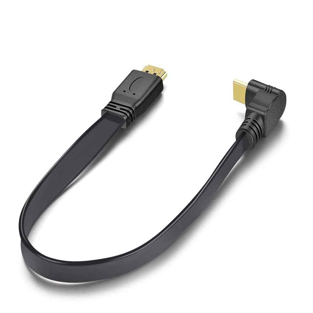 URWOOW 90 (1 Flat Slim High Speed HDMI Male to Male Extension Cable Degree Down Angle Feet) Adapter Converter Cable