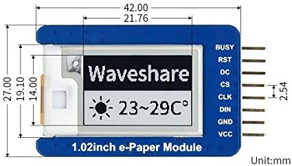 waveshare 1.02inch Pi4B/3B+/3B/2B/B+/A+/Zero/Zero 2W 12880 E-Ink Display Module Compatible with Raspberry W/WH/Zero