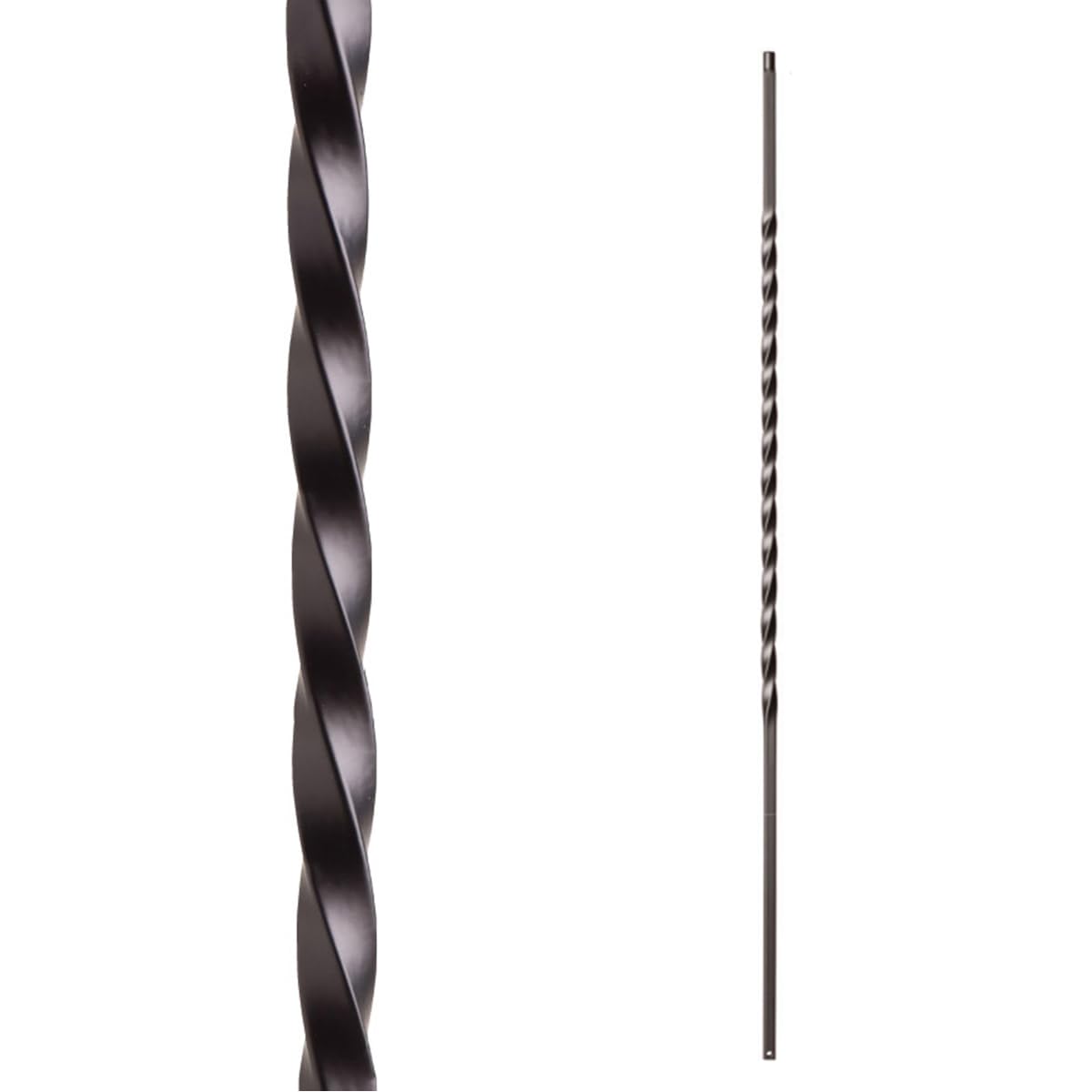 Affordable Stair Parts Long Twist Iron Balusters – Contractor Pack of 15, 1/2" x 44" Metal Stair Spindles, Wrought Iron Stair Railing Balusters Satin Black Finish