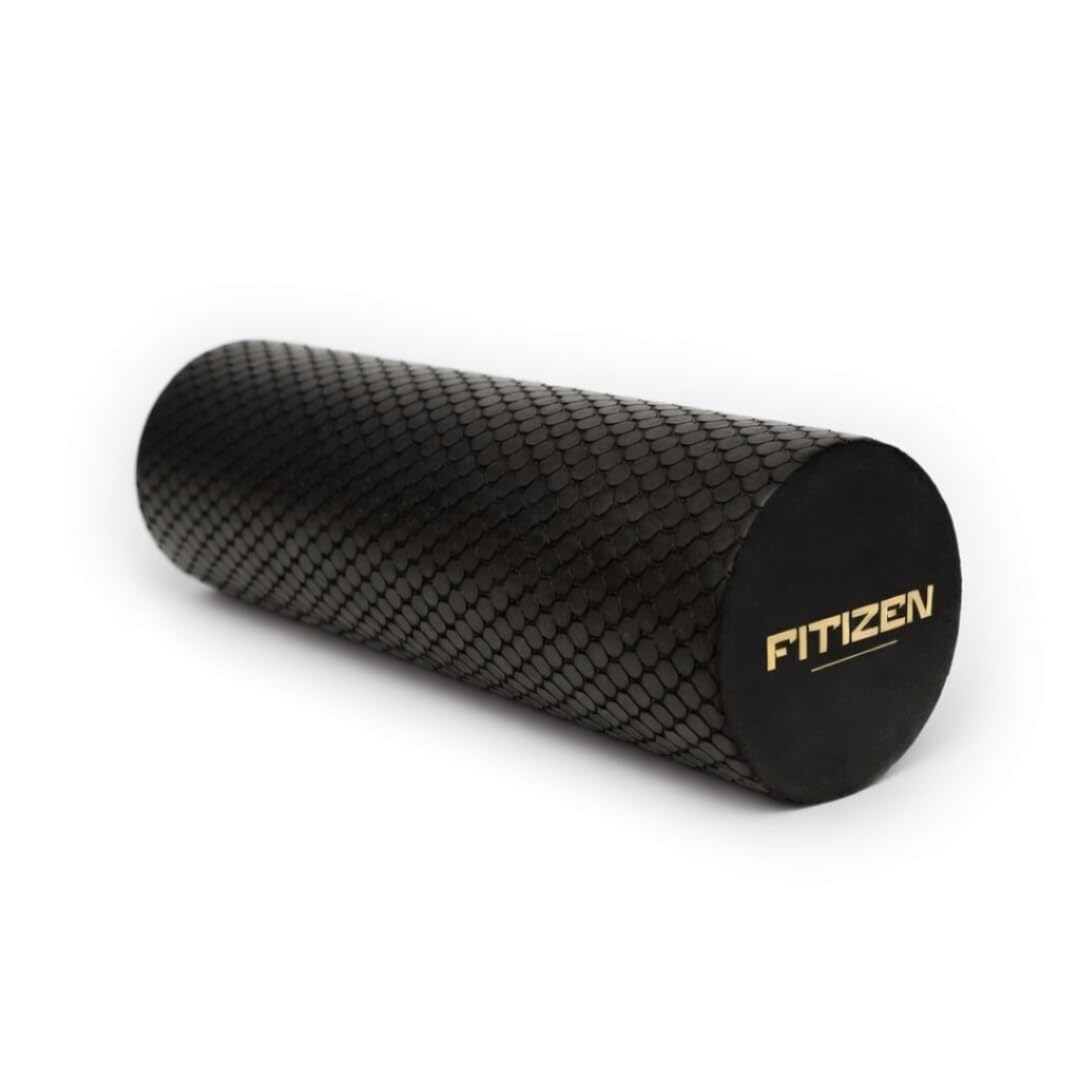 Fitizen Foam Roller for Muscle Massage, Stiff Back Pain Relief, Physical Therapy, Deep Tissue, Exercise Equipment for Home Gym, Stress, Yoga, Pilates for the Fit Citizen (Black, Mini 12 x 4 Inches)
