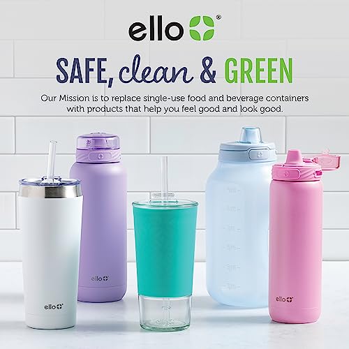 Ello Ellies 16oz Plastic Kids Water Bottle with Straw and Built-in Carrying Handle and Leak-Proof Locking Lid for School backpack, Lunchbox and Outdoor Sports, Unicorn