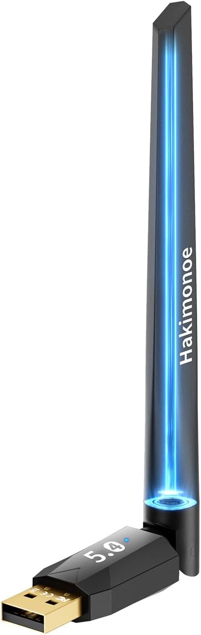 hakimonoe 5.4 11 10 8.1 7, Long Range Bluetooth Adapter for PC, USB Bluetooth Dongle Enhanced Antenna for Laptop