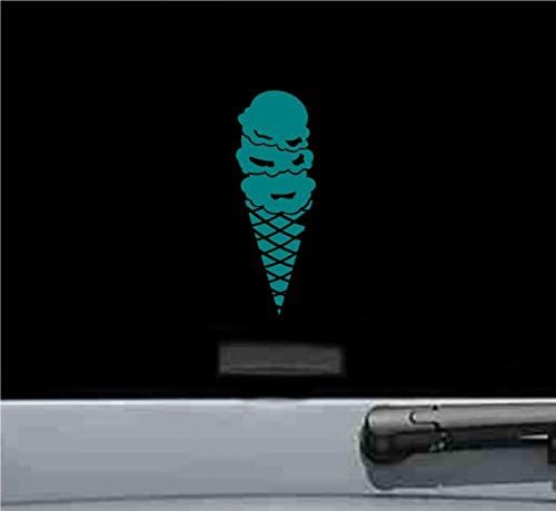 JS Artworks 2.8" 8" Teal Ice Cream Cone Vinyl Decal Sticker by - x