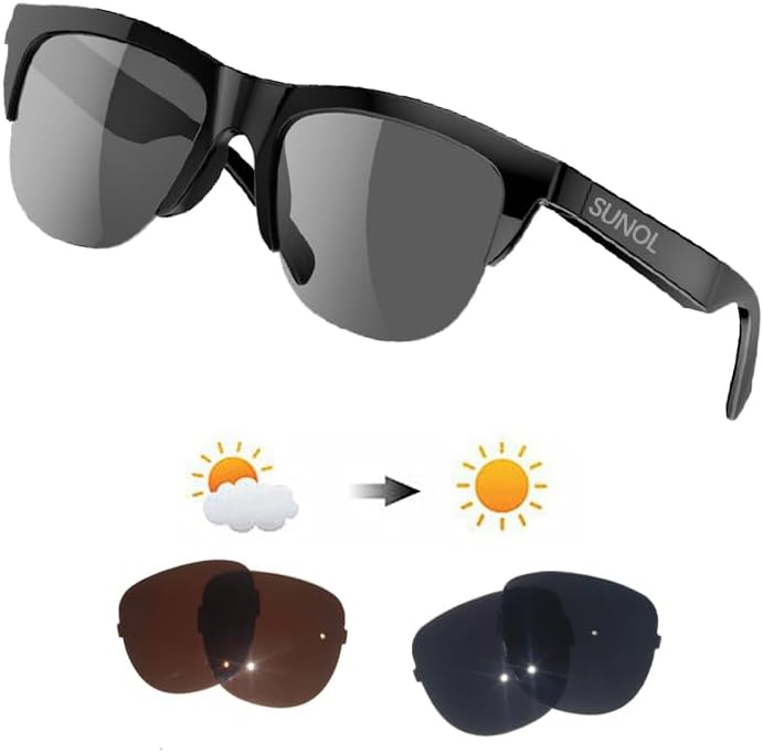 Generic 5.3 Smart Glasses Open Ear Bluetooth Sunglasses for Men Women Bluetooth Smart Sunslasses Touch Control Music