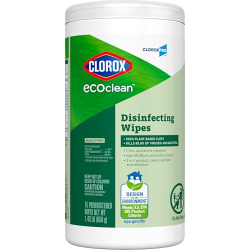 CloroxPro Clorox EcoClean Disinfecting Wipes, 75 Count, Pack of 3
