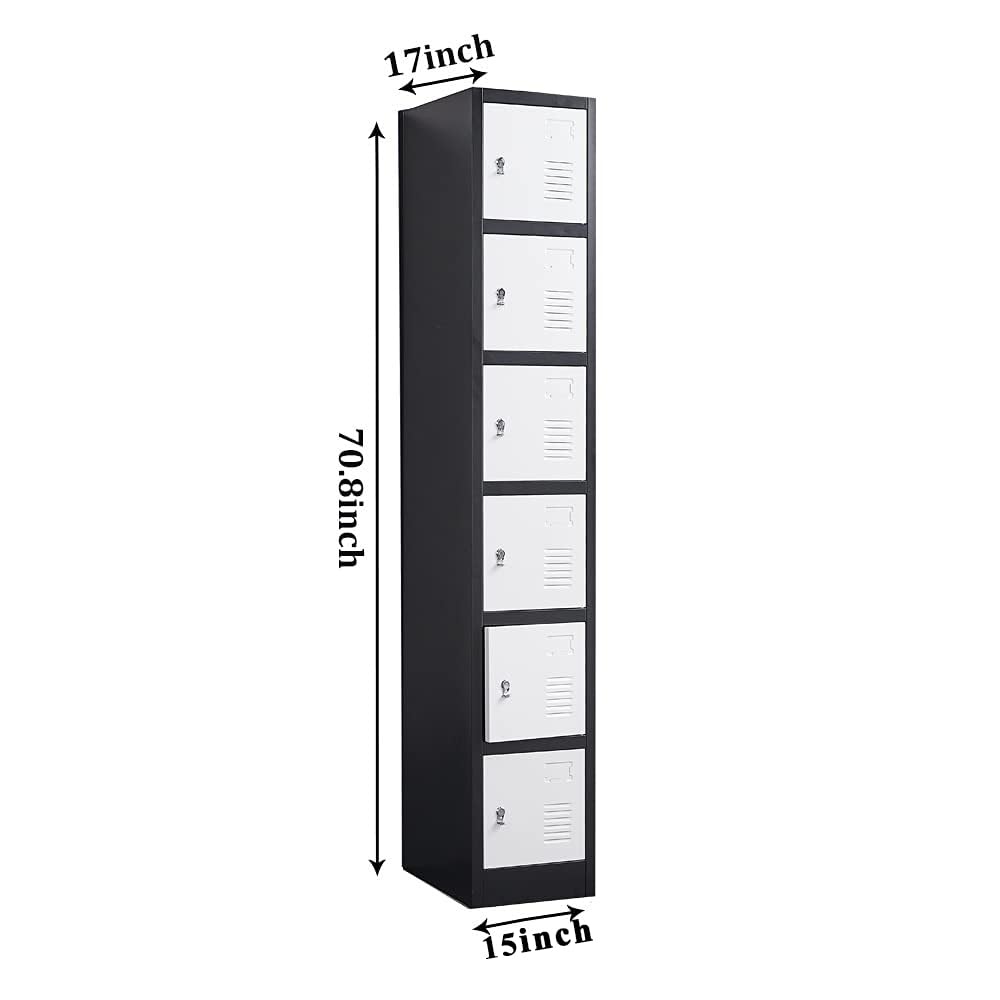 iCHENGGD Metal 6 Door Tall Employee Storage Locker With Combination Lock - Office Storage Cabinet for Home, Gym, School