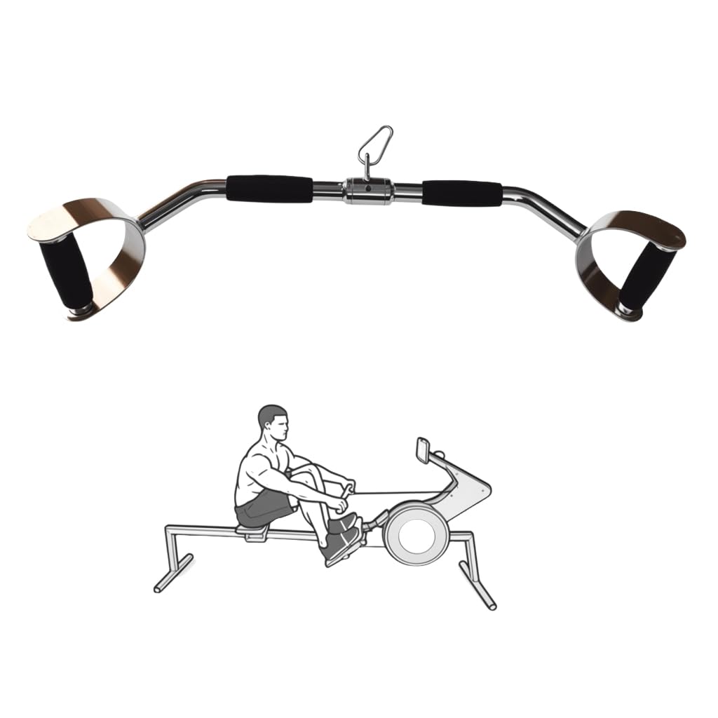yuhqc LAT Pull Down Bar Press Down Bar Cable Machine Attachment Multi Gym Attachment Solid Steel Tricep V-Bar (28 Inch)