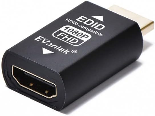 EVanlak 3rd -1920X1080@59hz-2pack Generrtion Hdmi Edid Emulator Passthrough Eliminated Emulator Adapter Work with Mac