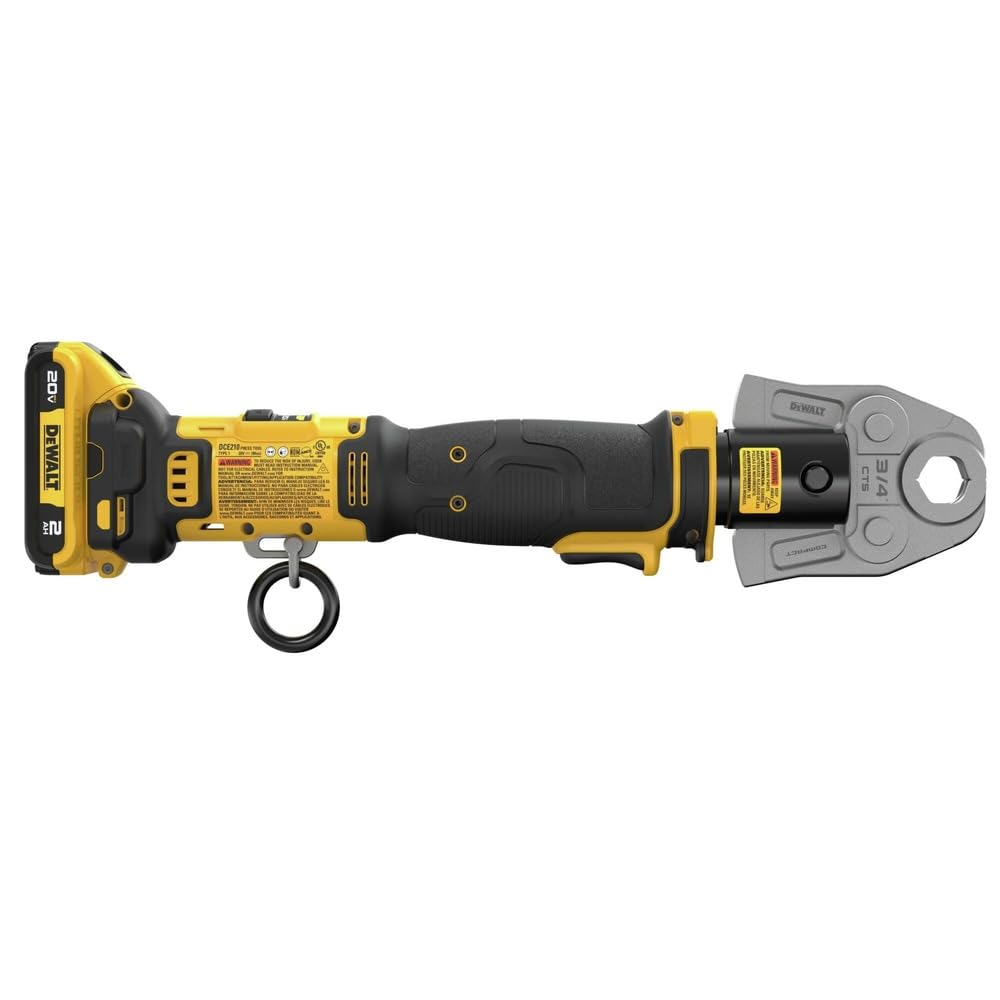 DEWALT 20V MAX Compact Press Tool Kit with CTS Jaws, 1/2-1-1/4 Inch, Cordless, 2 Batteries and Charger Included (DCE210D2K)