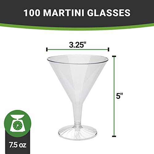 8 oz Clear Plastic Martini Glass - 3 1/4" x 3 1/4" x 5" - 100 count box