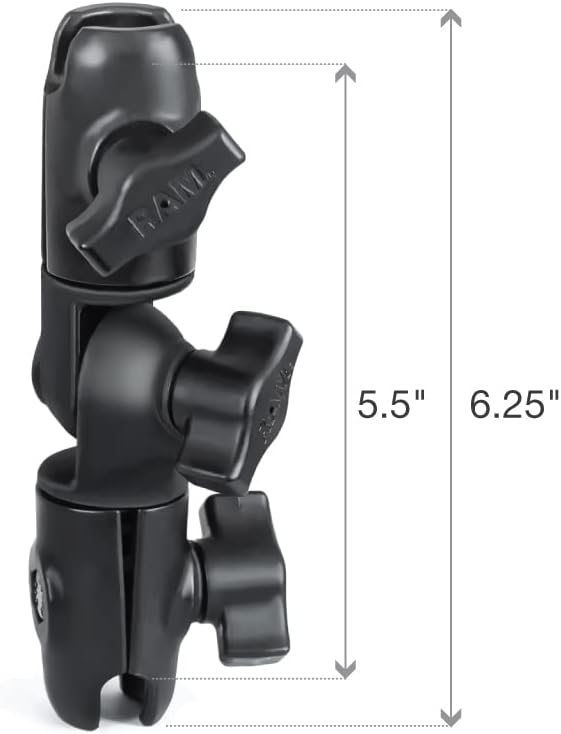 RAM MOUNTS 1" 360 180 RAP-B-200-2U Swivel Double Socket Arm, B Size Ball Articulating Mount with Rotation and Ratchet