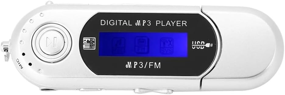 UCCKEYI 1PC 2.0 MP3 32GB 20 USB Digital Music Player Portable LCD Screen Support TF Card and FM Radio,Use Hours,Silver