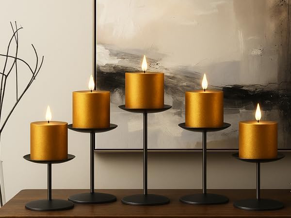 Smtyle Candle Holders - Elegant Matte Black Pillar Candle Holders for Stylish Home Decor | Perfect Christmas Centerpieces
