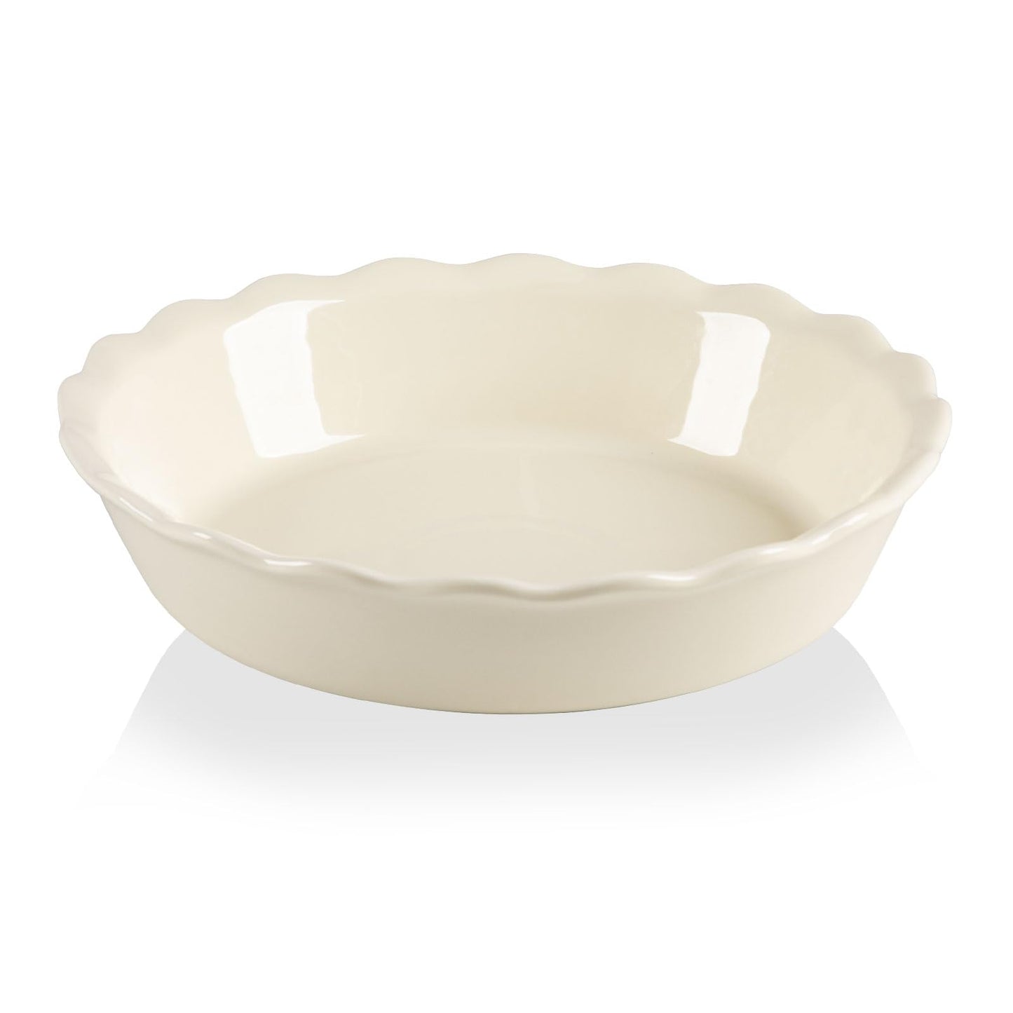 Sweejar Ceramic Pie Pan - 10 Inch Round Baking Dish for Dinner, Non-Stick with Soft Wave Edge for Apple, Pumpkin, Pot Pies (Turquoise)