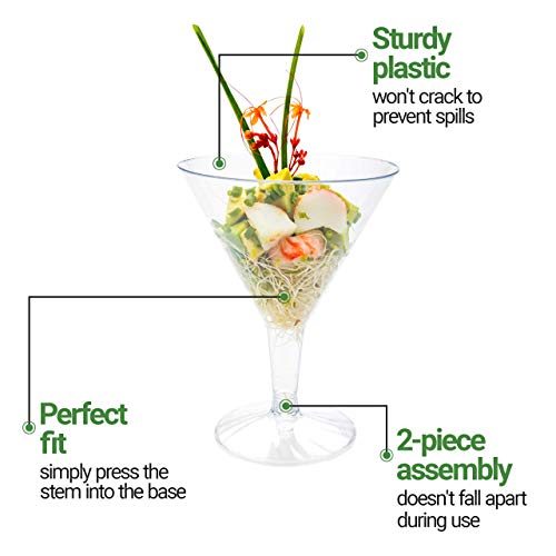 8 oz Clear Plastic Martini Glass - 3 1/4" x 3 1/4" x 5" - 100 count box
