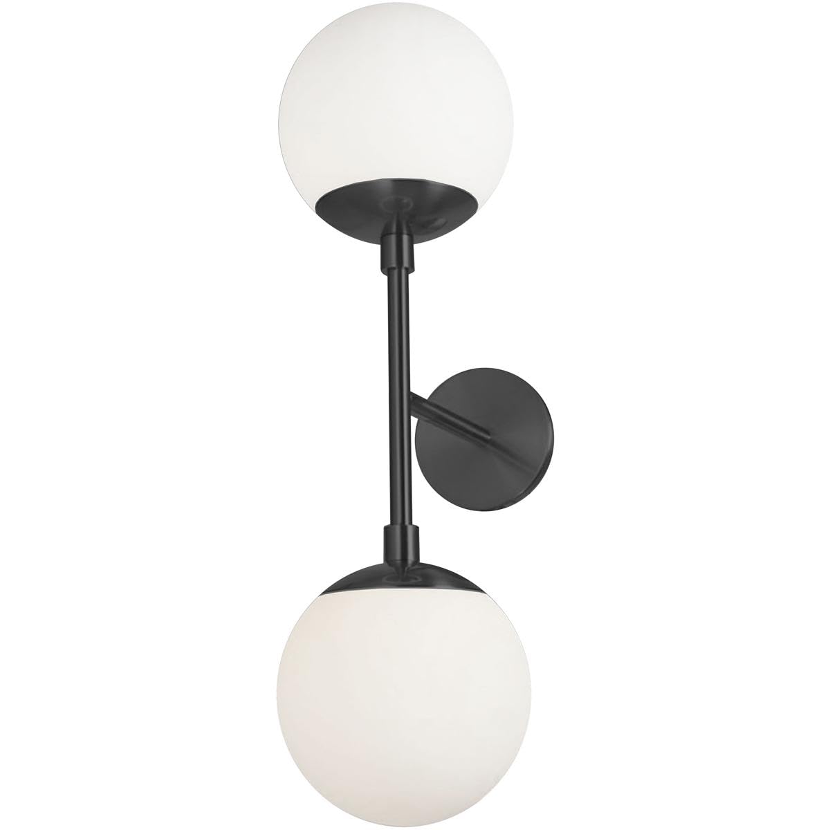 Dainolite 2 Light Wall Sconce Matte Black Metal with White Glass - Model DAY-232W-MB
