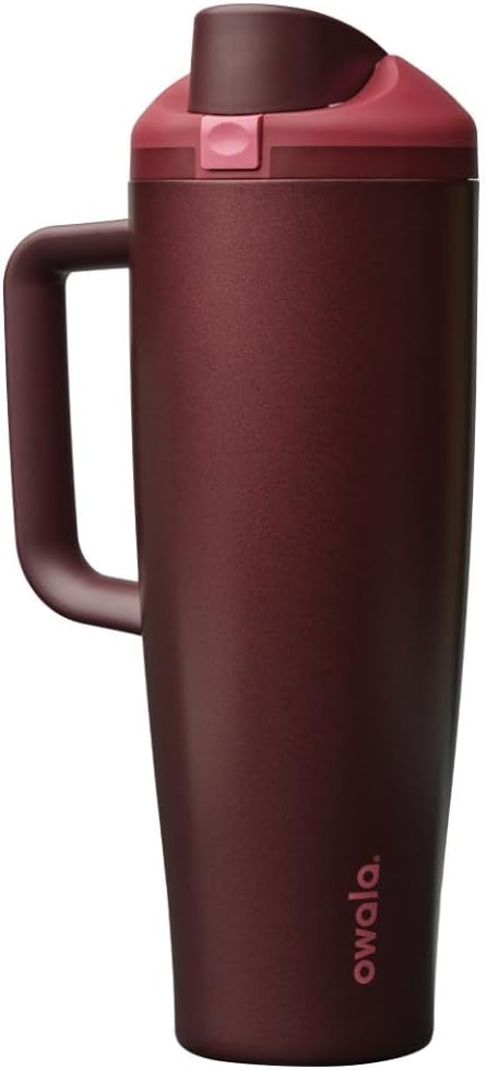 Owala FreeSip Tumbler - Insulated Stainless Steel Water Bottle with Built-In Straw & Handle | 40oz, Black Cherry, BPA Free