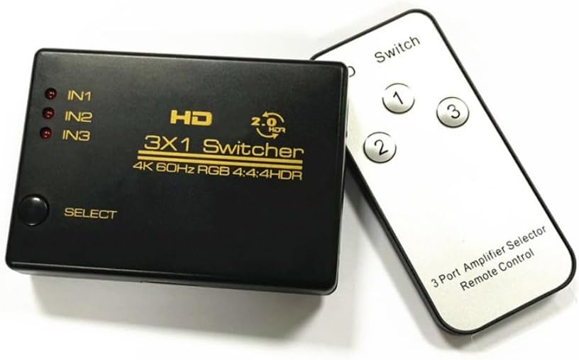 AKUYAO 4K 30Hz 3-in-1 3-Port Set-top PS3, HDTV Video Switch Splitter Switching Console Switch with Remote Control