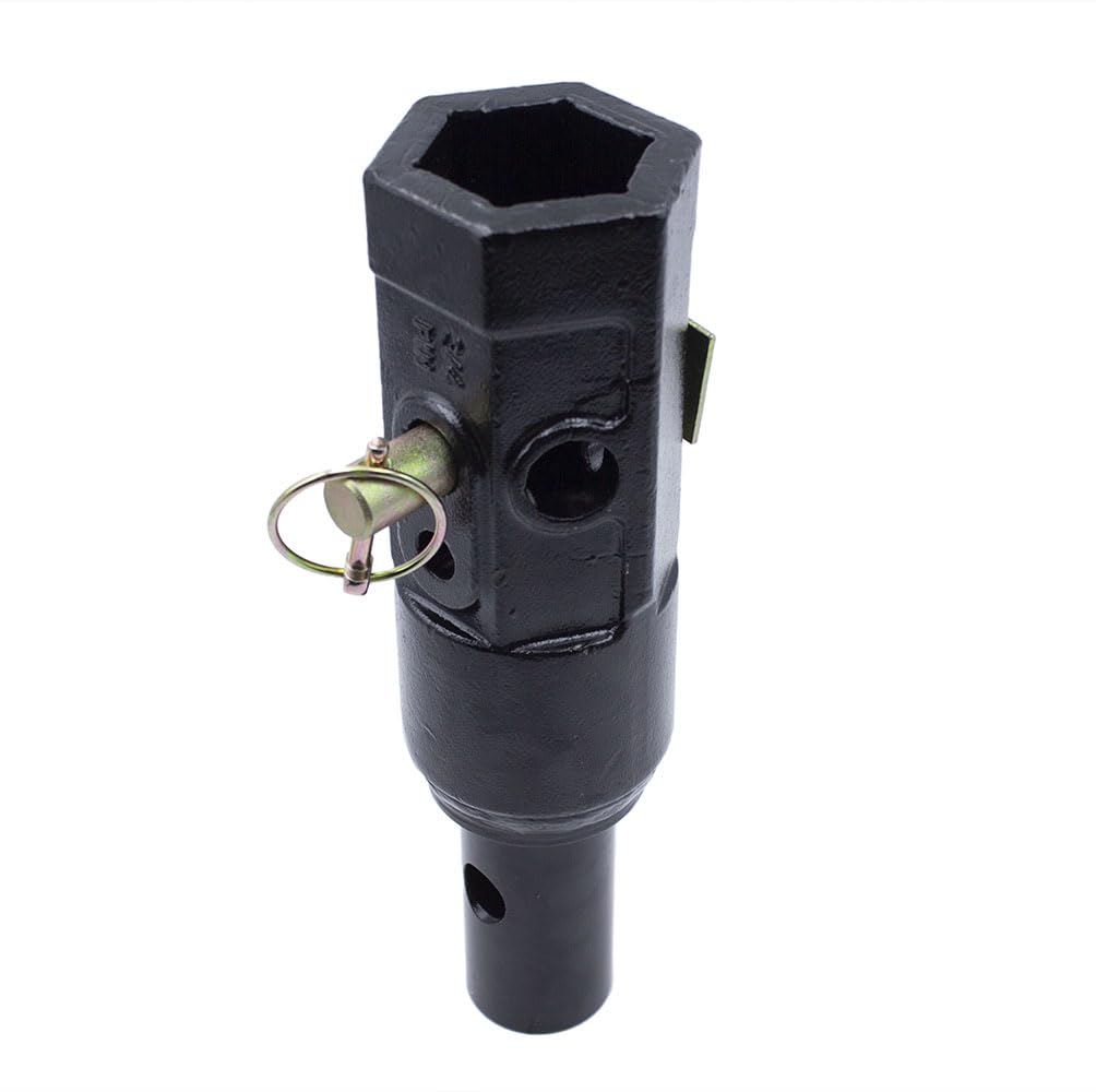 Auger Adapter 2 inch Female Hex to 2 inch Male Round Auger Shaft Bit Adapter Conversion Bolt Pin Auger Attachments