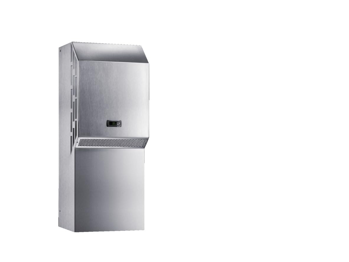 Rittal 3303514, Blue e cooling unit, NEMA 4X, Wallmount, 2252 BTU/h, 115V, 1 Phase, 60 Hz, Stainless Steel, 24.4" H x 11.2" W x 11.7" D