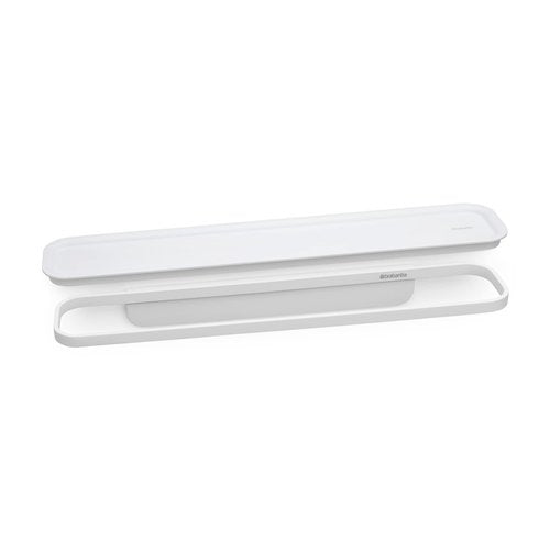 Brabantia MindSet Wall-Mounted Bathroom Shelf/Towel Holder (Mineral Fresh White) Anti-Rust Organization Storage for Toothbrush Holder, Cosmetics, Soap (1.7 x 16.5 x 3.4)