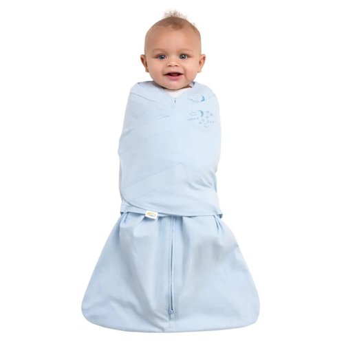 HALO 100% Cotton Sleepsack Swaddle - 3-Way Adjustable Wearable Blanket, Baby Blue, Newborn (0-3 Months)