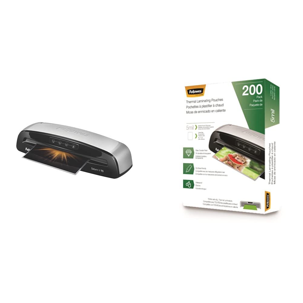 Fellowes Saturn 3i 95 Thermal Laminator Machine Bundle with Laminating Pouches