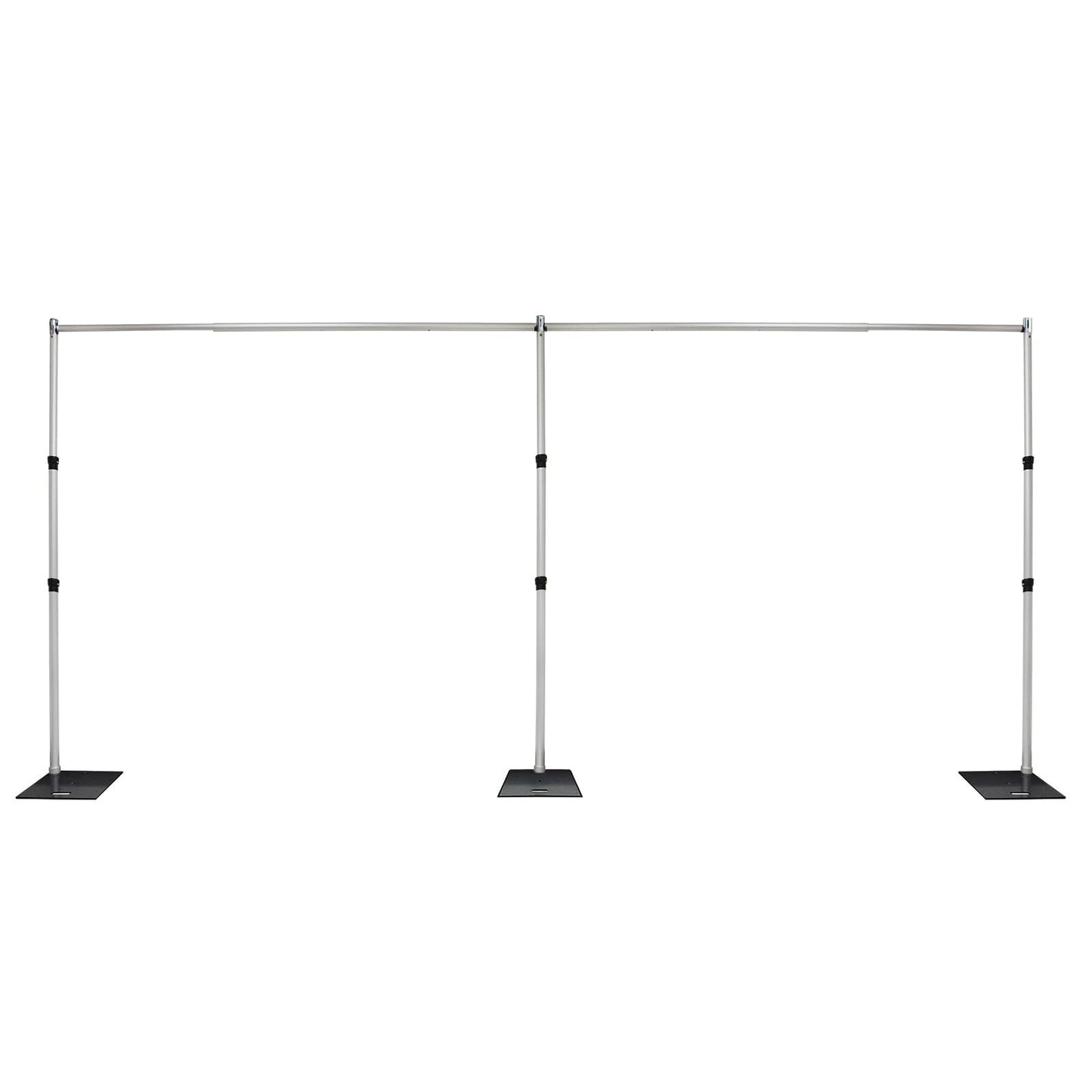 Crowd Control Center Pipe and Drape Backdrop Photobooth Wedding Party Convention Tradeshow Kit Framework ONLY (10x20ADJ (14"x16" Base) Upgraded Version