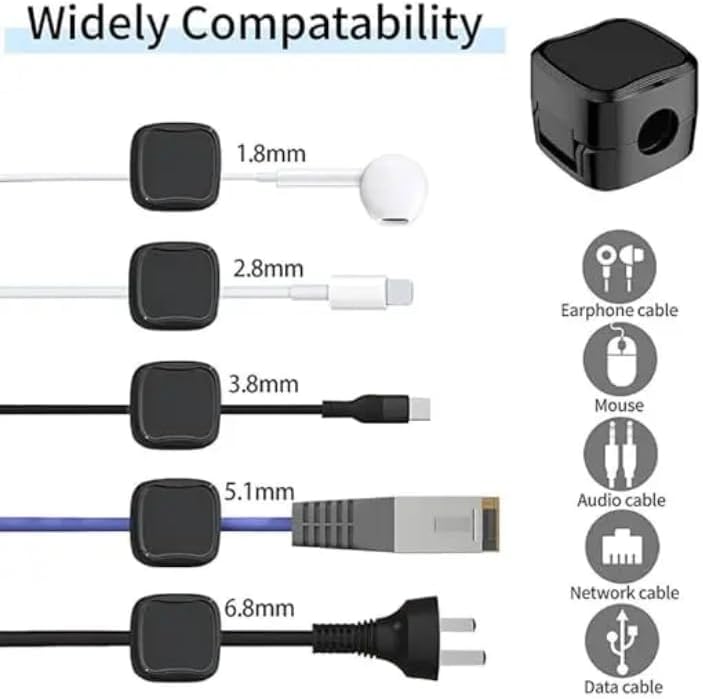 Generic 12 Pack Magnetic Cable Clips - Under Desk Cord Organizer, Strong Adhesive Wire Management for Charging Cables