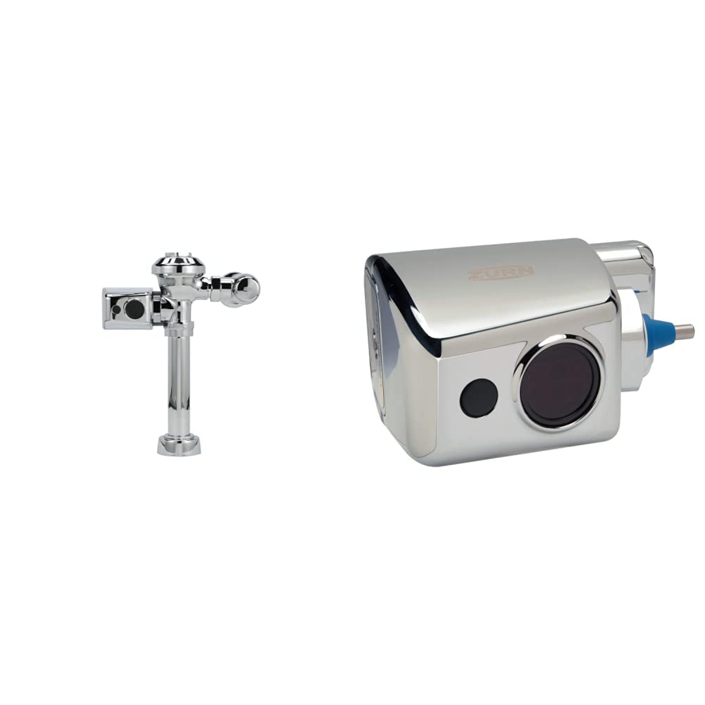 Zurn ZER6000AV-WS1-CPM AquaVantage AV ZER Exposed Sensor Diaphragm Flush Valve with 1.6 GPF and Metal Cover in Chrome & ZERK-CPM AquaSense E-Z Flush Retrofit Kit with Metal Cover, Chrome