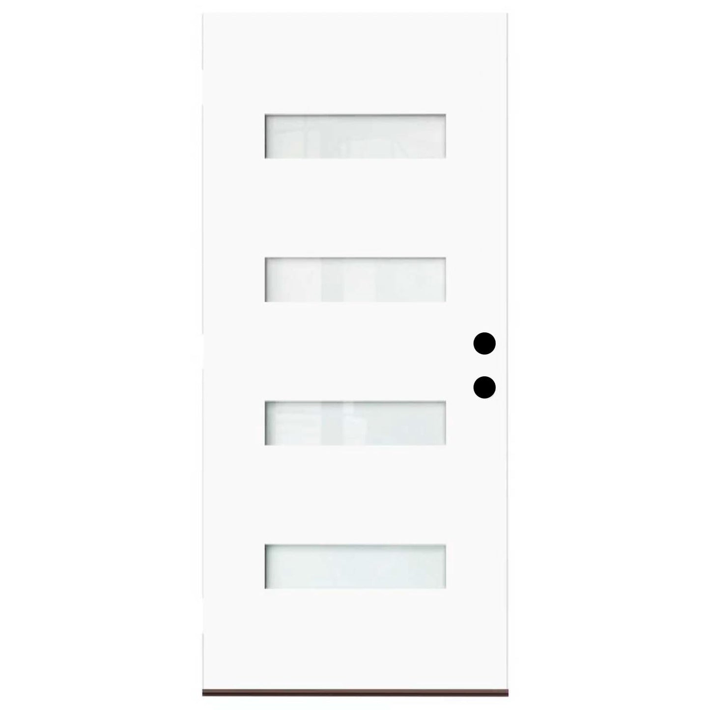 36x80 White Exterior Front Door Slab -Pre-Bored Reversible Fiberglass Entry Door Slab with Frost Glass-Primed Left Inswing/Right Outswing