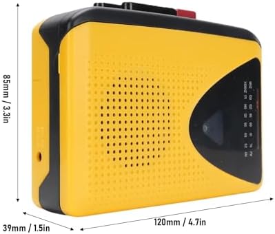 FOSA Cassette 4.7 3.3 1.5in Retro Player Recorder Portable AM FM Radio with Built in Speaker and Microphone for Home