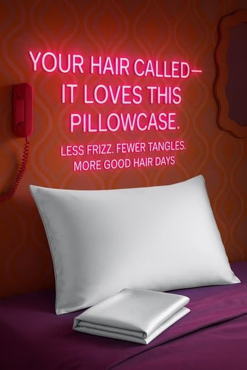 BLISSFORD Satin Pillowcase - Soft Zippered Design for Hair & Skin Care | White Satin, Standard Size - Set of 2