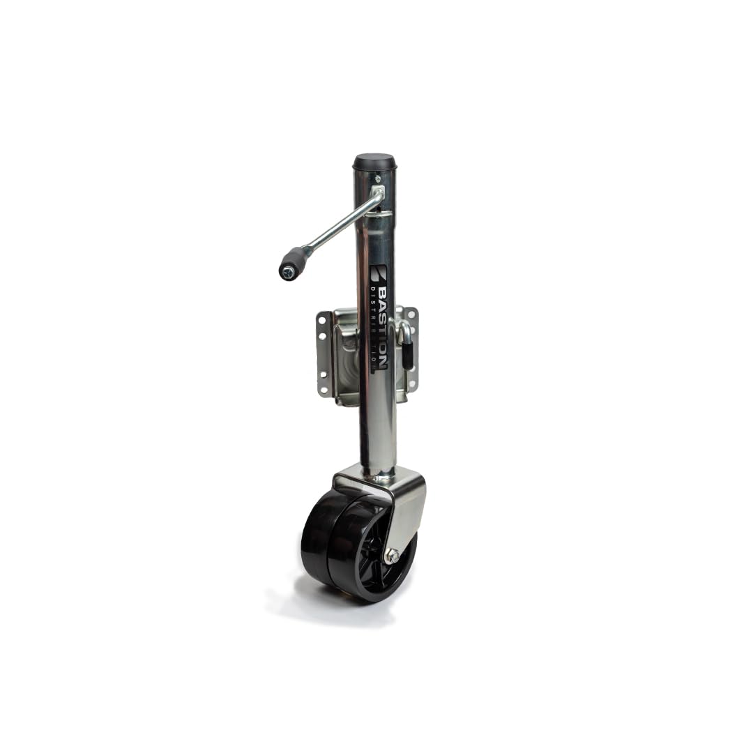 Bastion Distribution Boat Jack/Marine Jack with Double Wheel | Swivel Mount | Bolt On | Smooth Operation | Side-Wind Crank | 6" Wheel | 1500lb Capacity | BD-SW-1500-SM-CW-002