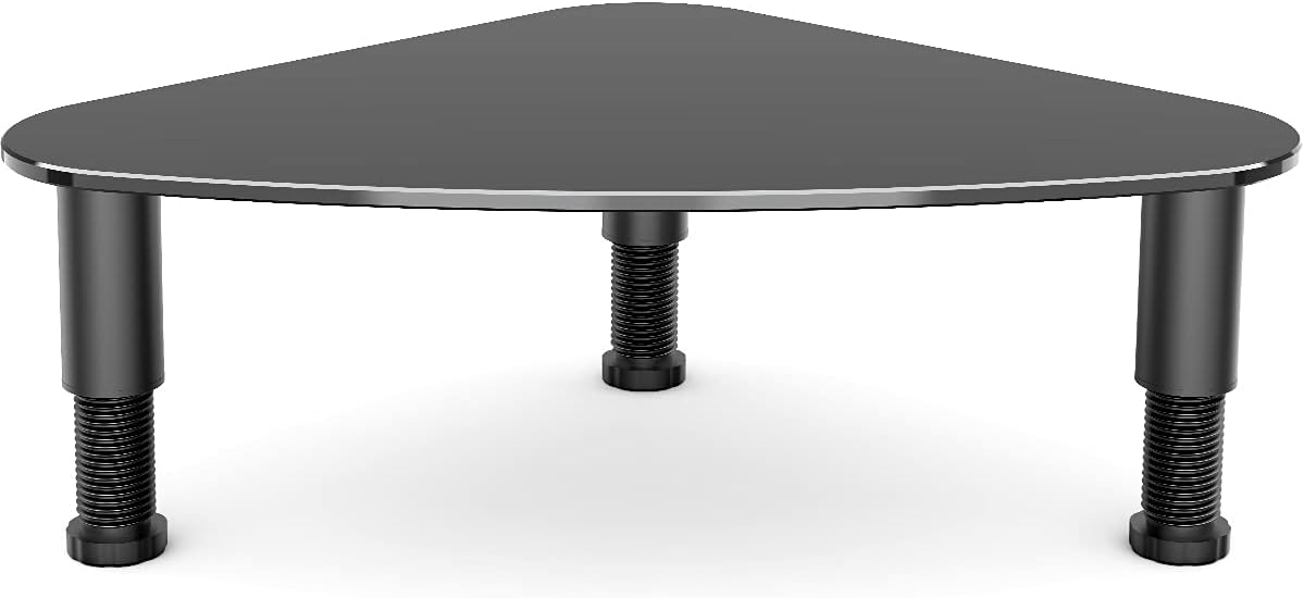 HD01B-003 Hemudu Tempered Glass Computer Monitor Riser/Triangle Save Space Desktop Corner Stand for Computer Monitor