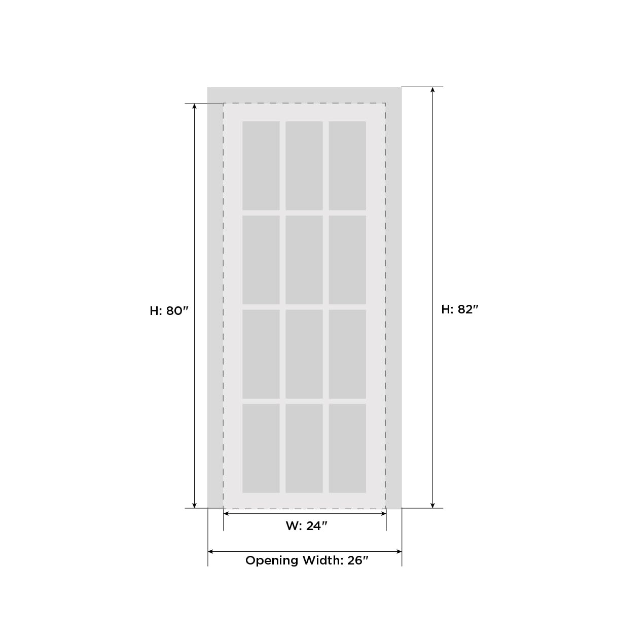 VDOMDOORS Solid French Door Opaque Glass 24 x 80 inches | Sete 6003 White Silk | Single Regular Panel Frame Handle | Bathroom Bedroom Modern Doors