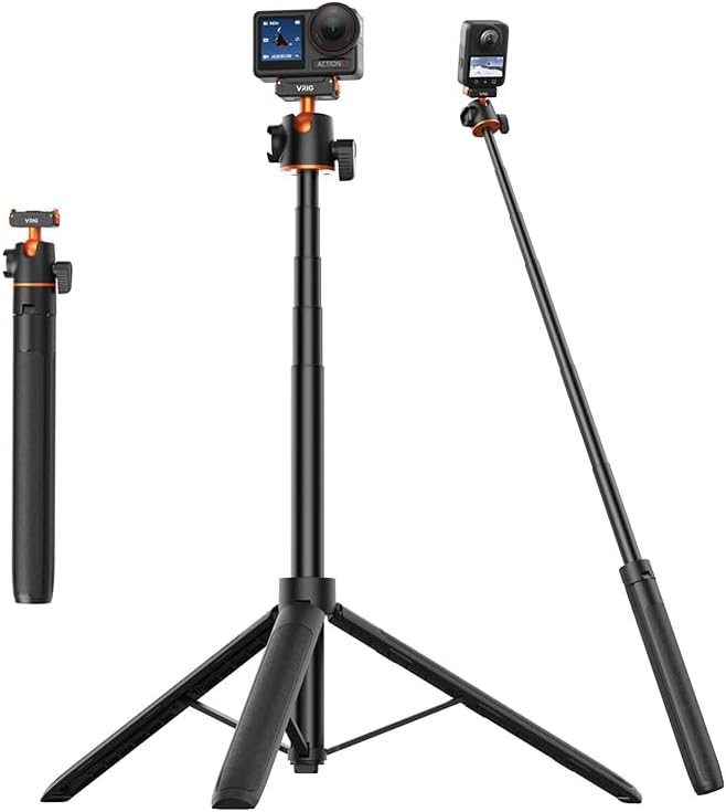 VRIG 55" 5 4/3, 360 13 55 inches AC-40S Action Camera Selfie Stick Tripod for DJI Osmo Action Pro/ Magnetic Quick