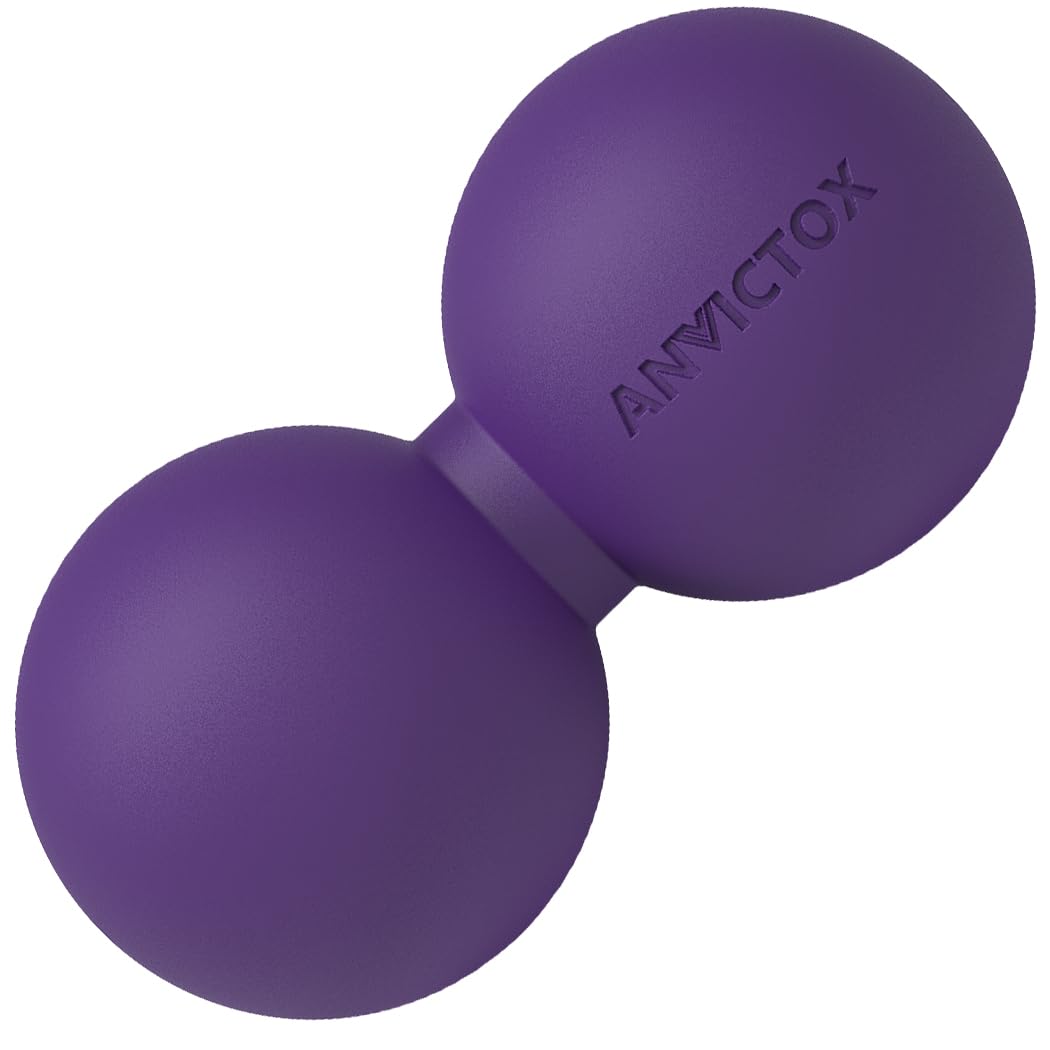 ANVICTOX Peanut Massage Ball,Double Lacrosse Ball for Neck and Back,Medium Density Myofascial Release Massager Ball for Deep-Tissue Massage Muscle Knots Yoga Therapy(Purple)