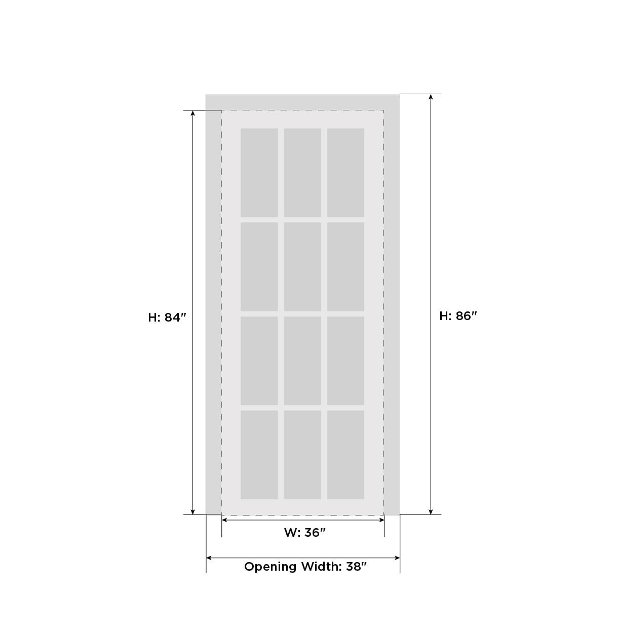 VDOMDOORS Solid French Door Opaque Glass 36 x 84 inches | Sete 6003 White Silk | Single Regular Panel Frame Handle | Bathroom Bedroom Modern Doors