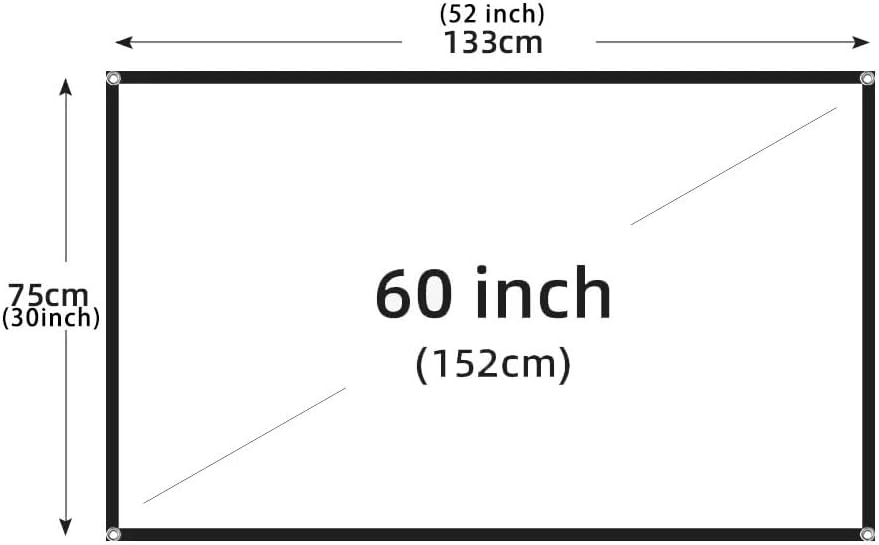 JIIPOREGJ 60-150 Inch Projection,60 Inch Projector Screen White Milk Shred Black Background Wrinkle-Free Design