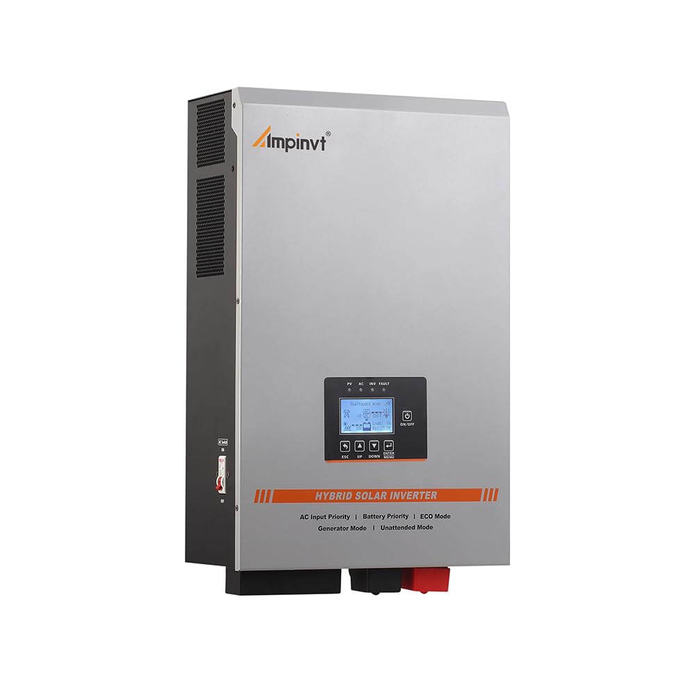 Ampinvt 6000W Solar Inverter 48V DC to 120V/240V AC Split Phase Output, Built-in 100A MPPT Solar Controller, Off Grid Low Frequency Pure sine Wave Inverter Charger, for Lead Acid Lithium Gel Battery