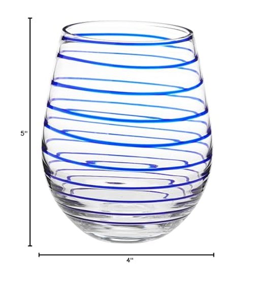 Kate Spade New York Charlotte Street 2Pc Stemless Wine Glass, 2 Count (Pack of 1), Blue