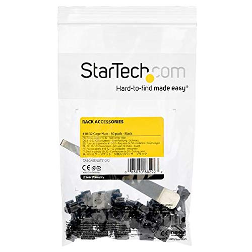 StarTech.com 50-Pack 10-32 19" 10" StarTech Square Hole Cage Nuts and Installation Tool for or Server Racks, Cabinets
