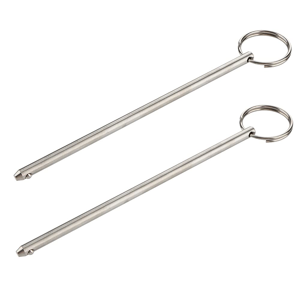 2 Pack Long Quick Release Pin, Diameter 0.236"(6mm), Usable Length 5-3/4"(146mm), Overall Length 6.3"(160mm), Full 316 Stainless Steel, Bimini Top Pin, Marine Hardware