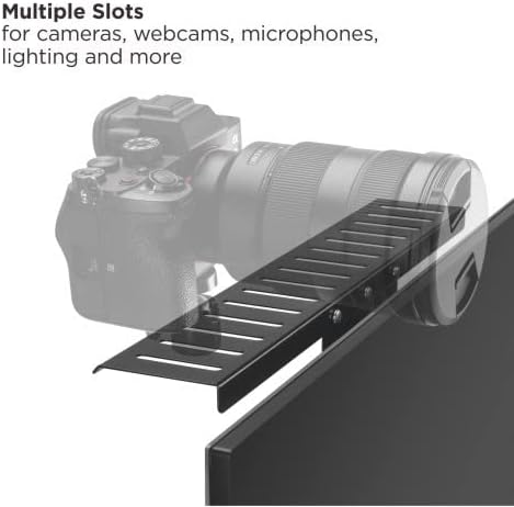 MDS12-2 Mount Plus All-In-One VESA Compatible Monitor Shelf for Device Organizer | Perfect for Online Meetings and Live