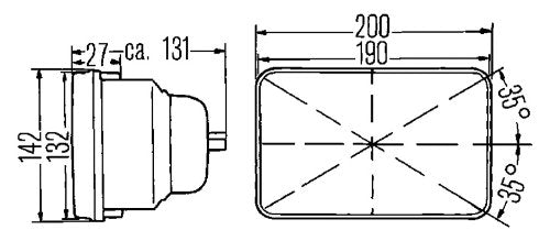 Hella Lamp Unit H4 ECE 190x132mm Medium Multi 003427011