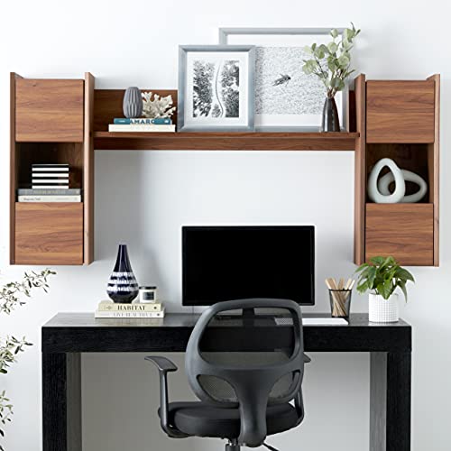 Modway EEI-3436-WAL Visionary Wall Mounted Shelves, Walnut