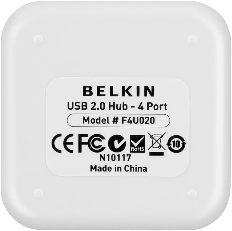 Belkin 4-Port 2.0, 1.1, Powered Desktop USB Hub with Support for USB-A, USB and USB Black and White